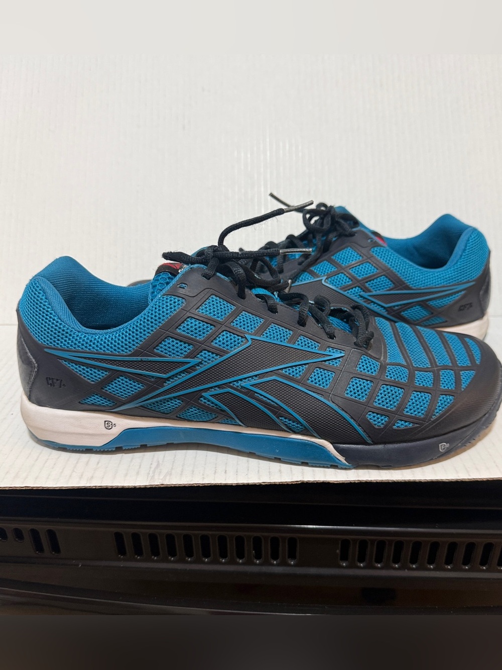 Reebok Mens CrossFit Nano 3.0 Black Blue Duracage Sneakers Sz 14 Fitness Gym